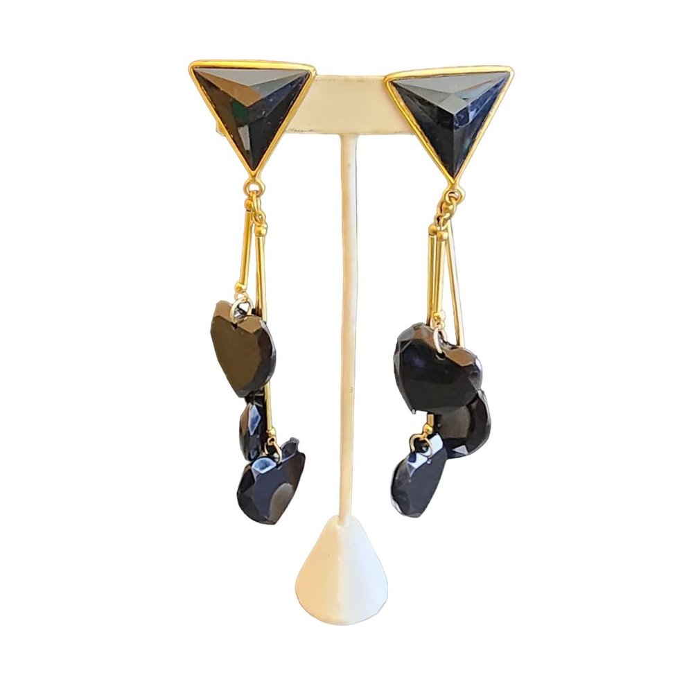 Vintage Huge Couture 80s Acrylic Heart Earrings (A2722)